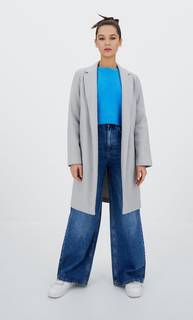 Stradivarius Пальто Из Трикотажной Ткани С Начёсом Пестро-Серый L