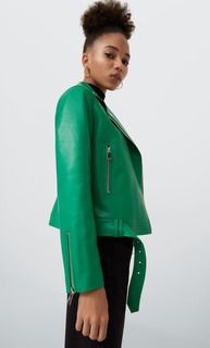 Stradivarius Куртка В Байкерском Стиле Средней Длины Из Искусственной Кожи Зеленый S
