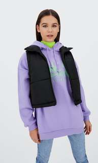 Stradivarius Стеганый Атласный Жилет Черный S