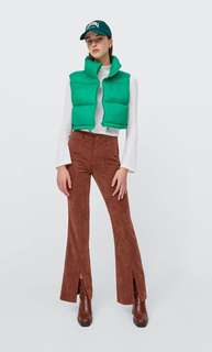 Stradivarius Укороченный Стеганый Жилет Зеленый M