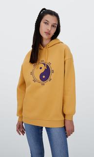 Stradivarius Худи Оверсайз Охристый M