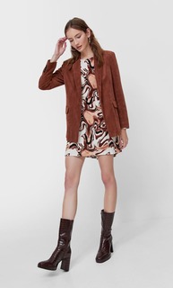 Stradivarius Короткое Платье С Принтом Коричневый M