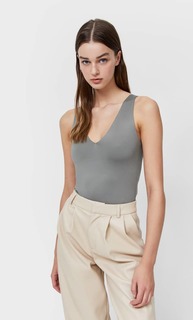 Stradivarius Боди Из Полиамида С V-Образным Вырезом Хаки L