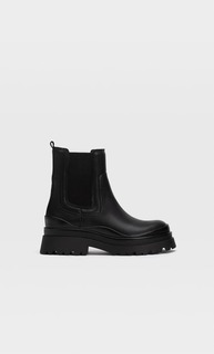 Stradivarius Эластичные Ботинки На Низком Каблуке И Рифленой Подошве Черный 36