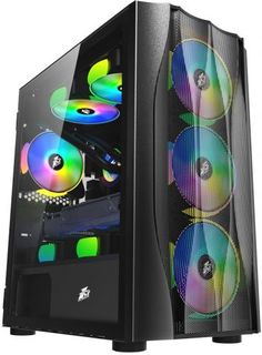 Корпус mATX 1STPLAYER X3-M черный, без БП, боковая панель из закаленного стекла, USB 3.0, 2*USB 2.0, audio
