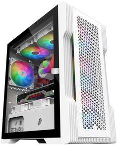 Корпус mATX 1STPLAYER T3 белый, без БП, боковая панель из закаленного стекла, USB 3.0, 2*USB 2.0, audio