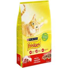 Сухой корм Friskies для взрослых кошек, с мясом, курицей и печенью, 10кг