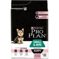 Сухой корм ProPlan для щенков мелких и карликовых пород с чувствительной кожей, лосось и рис, 3кг
