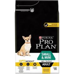 Сухой корм Pro Plan для склонных к избыточному весу и/или стерилизованных взрослых собак мелких и карликовых пород, курица и рис, 3кг