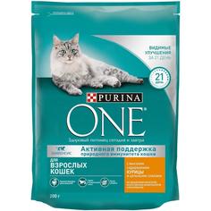 Сухой корм Purina ONE для взрослых кошек с курицей и цельным злаками, 200гр