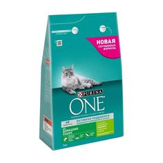 Сухой корм Purina ONE для домашних кошек с индейкой и цельными злаками, 3кг