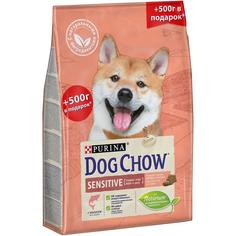 Сухой корм Dog Chow для взрослых собак с чувствительным пищеварением, с лососем, 2,5кг+500гр