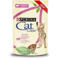 Влажный корм Cat Chow для котят, с ягненком и кабачками, 85гр
