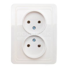 Розетка скрытой установки двухместная Powerman Classic 2102 белая