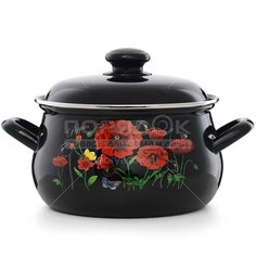 Кастрюля эм 3л грушевидная Красные маки ИНДУКЦИЯ ЭТ-72857 Эстет