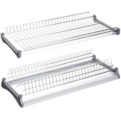 Сушилка для посуды, металл, пластик, 2 яруса, с поддоном, 60 см, с алюминиевым профилем, хром, U000026