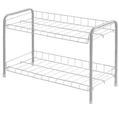 Полка для обуви, металл, 2 секции, 66х28х44 см, серая, Nika, ЭТ3/С