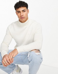 Джемпер кремового цвета с высоким воротником и маленьким логотипом Hollister-Белый