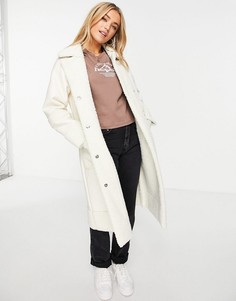Белое зимнее пальто авиатор удлиненного кроя Miss Selfridge-Белый