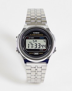 Серебристые цифровые часы-браслет в стиле унисекс с круглым циферблатом Casio Vintage-Серебряный