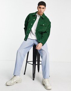 Темно-зеленая oversized-куртка из вельвета ASOS DESIGN-Зеленый цвет