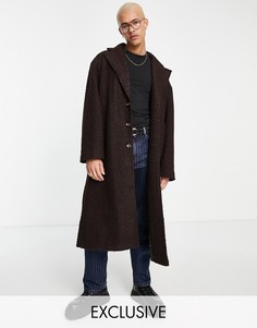 Фактурное удлиненное пальто коричневого цвета COLLUSION-Коричневый цвет
