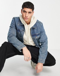 Классическая джинсовая куртка выбеленного винтажного оттенка ASOS DESIGN-Голубой