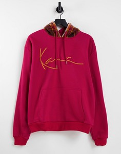 Бордовый худи с логотипом и капюшоном в клетку Karl Kani-Красный