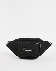 Черная сумка-кошелек на пояс с фирменной отделкой на ленте Karl Kani-Черный