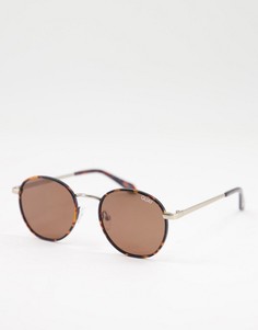 Круглые солнцезащитные очки с коричневыми линзами в черепаховой оправе Quay Talk Circles-Коричневый цвет