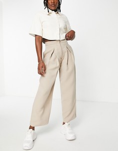 Бежевые строгие брюки со складками от комплекта Pimkie-Светло-бежевый цвет