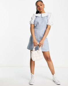 Голубое платье-сарафан из букле «2 в 1» Miss Selfridge-Голубой