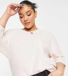 Бежевый лонгслив с V-образным вырезом New Look Curve-Светло-бежевый цвет