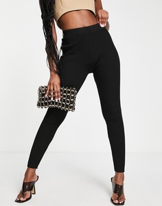 Черные леггинсы в рубчик Missguided-Черный