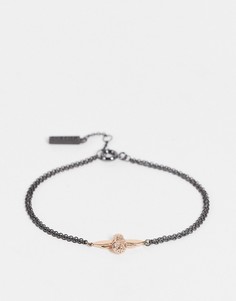 Серебристый браслет-цепочка с 3D-подвеской пчелы цвета розового золота Olivia-Золотистый