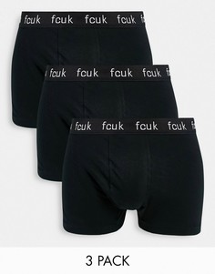 Набор из 3 черных боксеров-брифов FCUK-Черный French Connection