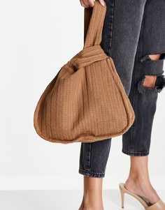 Вязаная сумка на плечо коричневого цвета SVNX-Коричневый цвет