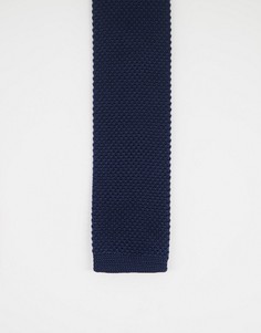 Темно-синий однотонный вязаный галстук French Connection