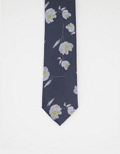 Черный галстук с жаккардовым цветочным рисунком French Connection