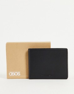 Кожаный бумажник с отделениями коричневого цвета ASOS DESIGN-Черный цвет