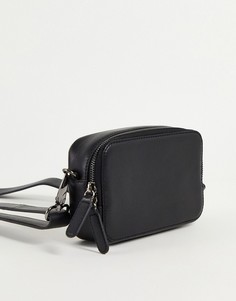 Черная кожаная сумка для фотокамеры ASOS DESIGN-Черный цвет