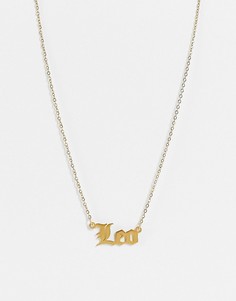 Золотистое ожерелье из нержавеющей стали с подвеской со знаком зодиака Лев DesignB London-Золотистый
