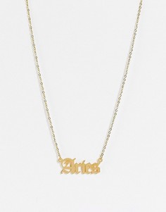 Золотистое ожерелье из нержавеющей стали с подвеской со знаком зодиака Овен DesignB London-Золотистый