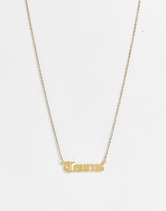 Золотистое ожерелье из нержавеющей стали с подвеской со знаком зодиака Телец DesignB London-Золотистый
