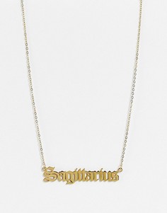 Золотистое ожерелье из нержавеющей стали с подвеской со знаком зодиака Стрелец DesignB London-Золотистый