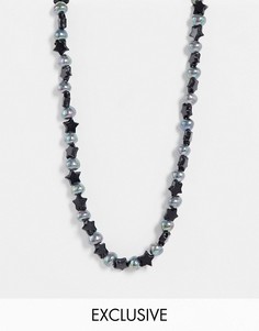 Ожерелье унисекс в стиле 90-х с бусинами в форме звезд Reclaimed Vintage Inspired-Черный цвет