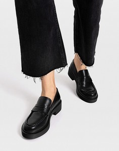 Черные лоферы на толстой плоской подошве Stradivarius-Черный цвет