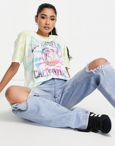 Цветная oversized-футболка с принтом тай-дай в винтажном стиле Hollister-Разноцветный