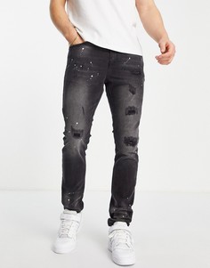 Потертые серые выбеленные джинсы Criminal Damage-Серый