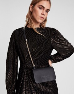 Черная кожаная сумка-кошелек через плечо AllSaints-Черный цвет